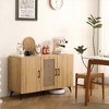 3-door Storage Cabinet, 45.3" Kitchen Pantry Cabinets With Rattan Mesh Door Buffet Cabinet, Sideboard Console Table - 2 of 4
