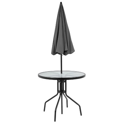 Nantucket 6-Piece Black Steel Patio Furniture Set with Umbrella