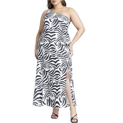 Eloquii Women's Plus Size Zebra Print Flowy Maxi Dress : Target