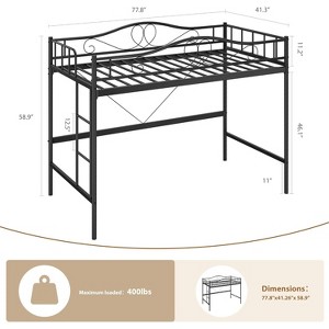 RONSHIN Twin Loft Bed with Ladder & Safety Guardrail, Heavy Duty Metal Frame 400 Lbs Capacity, Space-Saving Noise Free, No Box Spring, Easy Assembly - 1 of 4
