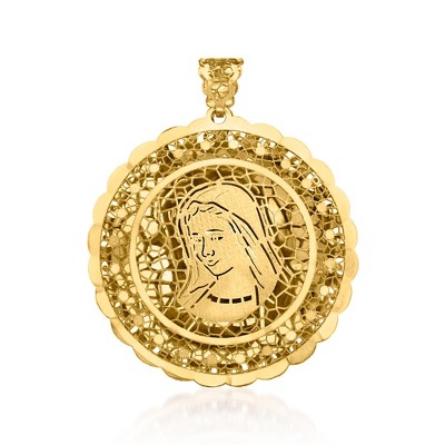 Ross-Simons Italian 14kt Yellow Gold Virgin Mary Filigree Medallion Pendant Size 1.63