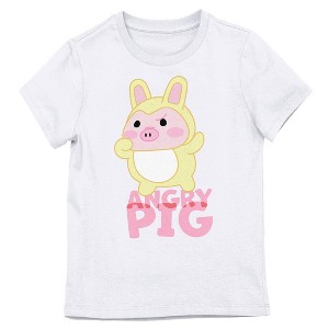 Moriah Elizabeth Angry Pig Youth Girl's White Crew Neck Short Sleeve T-shirt - 1 of 2