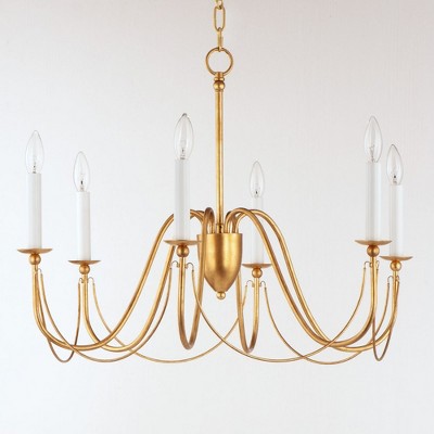 Elegant Gold Leaf 6-Light Traditional Suspension Chandelier