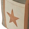 Canvas Pouf with Faux Leather Detail Gray - Olivia & May: Rustic Square, Indoor Use, No Assembly Required - 4 of 4