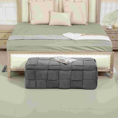 CAVINAS Storage Bench for Bedroom,Velvet Storage Ottoman Bench with Safety Hinge for Living Room,Bedroom,Beige/Black/Green/Orange/Dark Gray