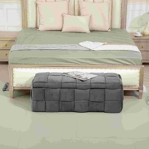 CAVINAS Storage Bench for Bedroom,Velvet Storage Ottoman Bench with Safety Hinge for Living Room,Bedroom,Beige/Black/Green/Orange/Dark Gray - 1 of 4