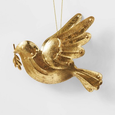 Metal Dove with Sprig Christmas Tree Ornament Gold - Wondershop™