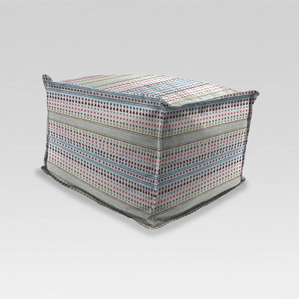 Photos - Pouffe / Bench Outdoor Ottoman Seat Cushion Stripe Confetti - Jordan Manufacturing: UV & Stain-Resistant, Zip Closure