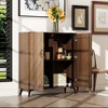 FUFU&GAGA Mid - Century Modern Wooden Buffet Storage Cabinet - 2 - Door Storage with Geometric Front Entryway Cabinet Side Cabinet - 2 of 4