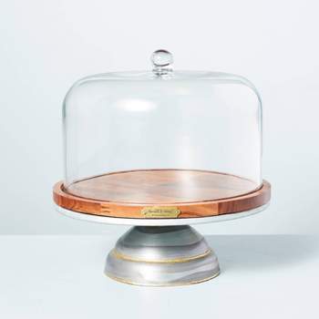 11" Galvanized Metal & Wood Cake Stand with Glass Cloche - Hearth & Hand™ with Magnolia