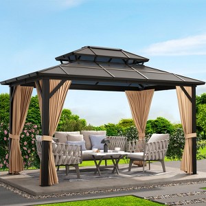 Gazebo All-Weather Aluminum with Dual-Layer Polycarbonate Roof - 1 of 4