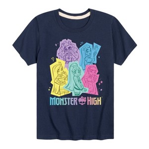 Boys' - Monster High - Pastel Character Group Short Sleeve Graphic T-Shirt - 1 of 4