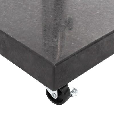 Granite Square Black Parasol Base with Stainless Steel Pole Holder