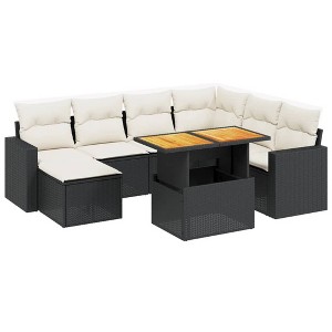 vidaXL Garden Sofa Set Black PE rattan 8 Piece Modular Garden Sofa Set - 1 of 4