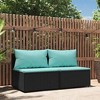 vidaXL Black Patio Middle Sofas with Cushions - Made from Poly Rattan for Outdoor Use, Configurable Seating for Garden, Deck, Patio - 2 of 4