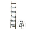 Gulches 14.2"*7.5"*70.9"Farmhouse Foldable Reed Galvanized and Wood Ladder Planter - 3 of 4