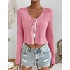 Women's Casual Tie-Front Cardigan - Lightweight Long Sleeve Knit Sweater with Chest Tie Detail - 2 of 4