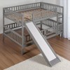 Full Over Full Bunk Bed with Slide, Convertible Ladder, Playhouse Fence and Open Bottom Area, Kids Wooden Bunk Frame - 4 of 4