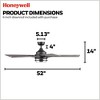 Honeywell Myers Park 52" Ceiling Fan, Contemporary Indoor Fan with LED Light, Dual Mounting Options, Remote, & 5 Reversible Blades, Matte Black - 2 of 4