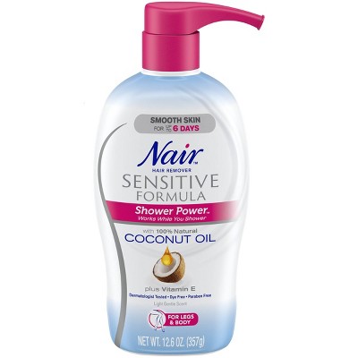 Nair Hair Remover Sensitive Formula Shower Power with Coconut Oil and Vitamin E - 12.6oz