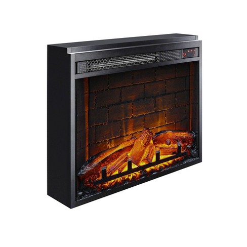 23 Electric Glass Front Fireplace Insert With Remote Black - Room u0026 Joy :  Target