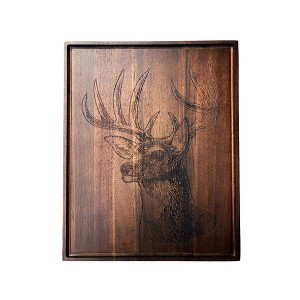 Slickblue Deer Design Wooden Serving Board – 18" x 14" Dark Wood, Perfect for Hunting & Outdoor Lovers - 1 of 4