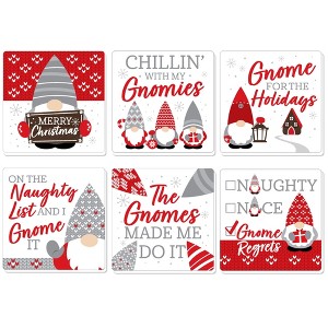 Big Dot of Happiness Christmas Gnomes - Funny Holiday Party Decorations - Drink Coasters - Set of 6 - 1 of 4