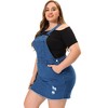 Agnes Orinda Women's Plus Size Fashion Ripped Hem Side Pockets Denim Suspender Mini Sundresses - 3 of 4