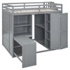 Full Size Loft Bed with Wardrobe, Desk and Shelves - 3 of 4