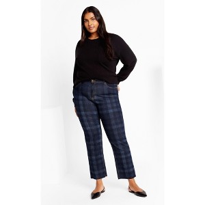 Women's Plus Size Harley Baylee Straight Crop Jean - denim check | CITY CHIC - 1 of 4