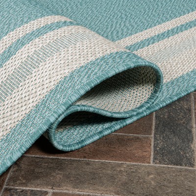 Modern Ivory Stripe 5' x 8' Synthetic Indoor/Outdoor Rug