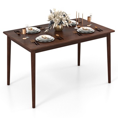Tangkula 48" Rectangular Wooden Dining Table for 4 People w/ Rubber Wood Legs Farmhouse