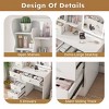 AENKYO Vanity Table with LED Mirror, 5-Drawer Makeup Desk with Hidden Retractable Mirror & 3-Color AdjustableLights, for Bedroom, White - 3 of 4