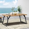 Gulches Modern Industrial Dining Table with Acacia Wood Top & Powder-Coated Frame, 70.75 W x 35.50 D x 29.50 H - 3 of 4