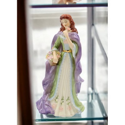 Elegant Ceramic Irish Lady Figurine with Purple Dress