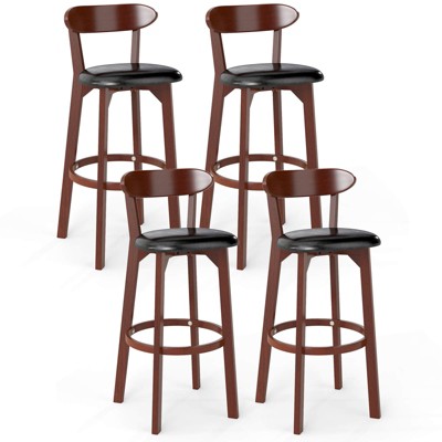 Costway 30.5" Bar Stool Set of 2/4 with Curved Backrest & Footrest Counter Height Stools