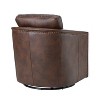 Set of 2 Eulalia 28.74''Wooden Upholstery Wide Genuine Leather Swivel Chair with Swivel Metal Base and  Squared Arms | ARTFUL LIVING DESIGN - 4 of 4
