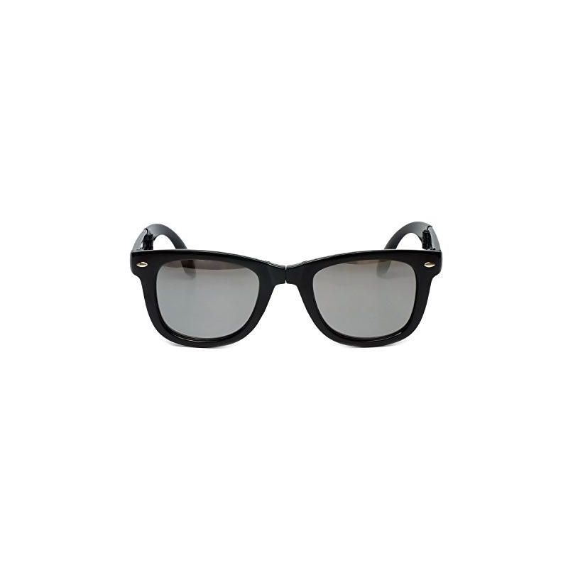 Calabria Classic Folding Wayfarer Sunglasses with 100% UVA/UVB Protection (Black Frame & Green Lens), 2 of 6