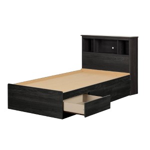 South Shore Twin Holland Bed and Headboard Set Gray Oak: Contemporary Style, 3 Storage Drawers, Bookcase - 1 of 4