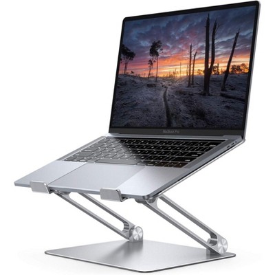 Attop Adjustable Laptop Stand, Portable Laptop Riser, Aluminum Laptop Stand for Desk Foldable Silver