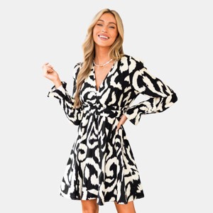 Women's Chic Abstract Print Cinched Waist Mini Dress - Cupshe - 1 of 4