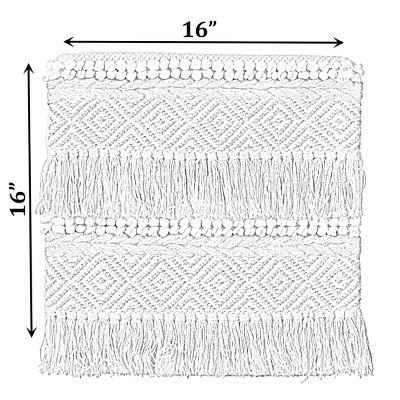 Natural Handwoven Cotton Throw Pillow with Fringed Pattern
