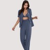 Anna-Kaci Lounge Women's 3-Piece Pajama Set with Bralette Top, Button Down Shirt, and Wide Leg Pants - 2 of 4