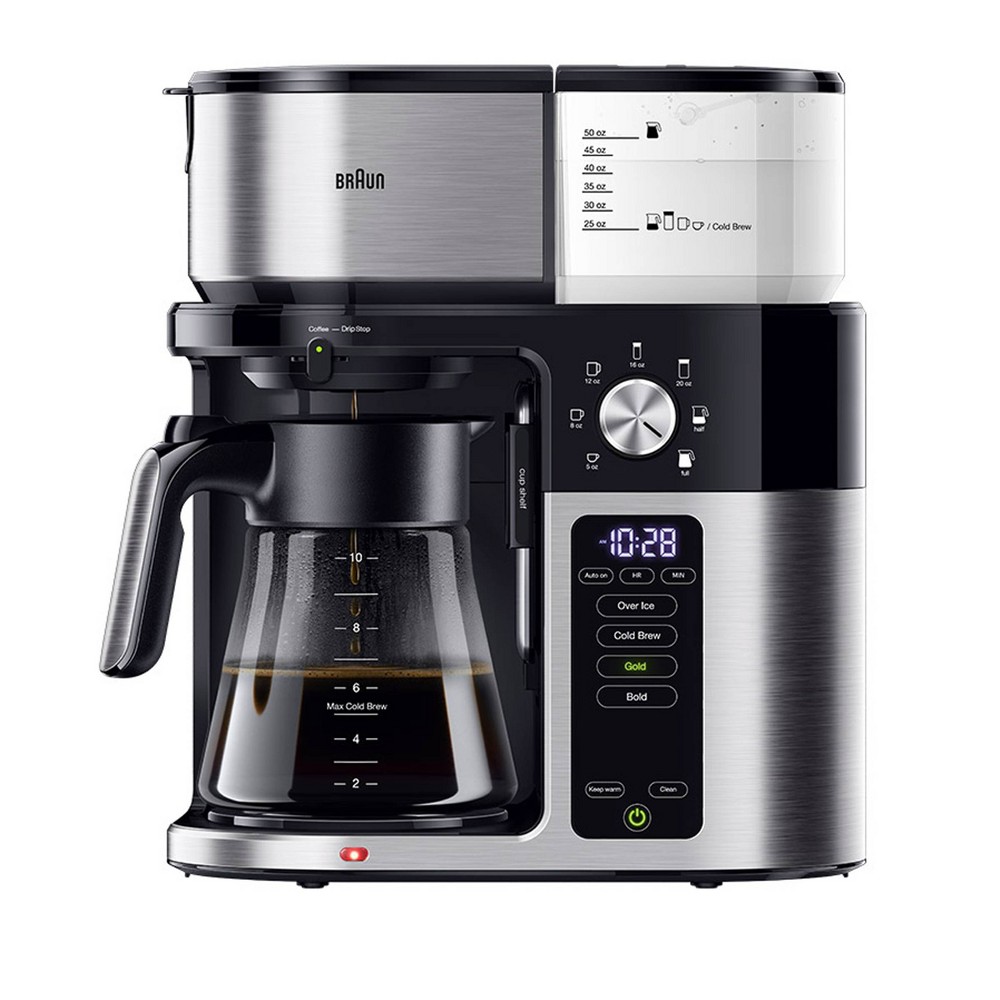 Braun MultiServe Plus 10-Cup Pod Free Drip Coffee Maker, 7 Brew Sizes / Hot &amp; Cold Brew, KF9250BK