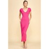 Slickblue Women’s Maxi Dress, Double V-Neck Ribbed Style, Side Slit, Short Sleeve, Gray/Rose, Size S–L - 2 of 4