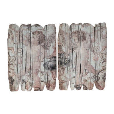 20"x28" Set of 2 Cherub Wooden Wall Plaques Beige - A&B Home
