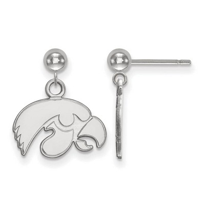 Black Bow Jewelry 14k White Gold Iowa Hawkeyes NCAA Dangle Earrings