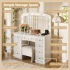 Makeup Vanity Desk Vanity Table Dressing Table with Cushioned Stool, 3-Mode Lighted Mirror, 9 Drawers & Charging Station, White - ModernLuxe - 4 of 4