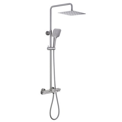 CASAINC Luxury 9.8 inch Thermostatic Rainfall Shower Set with Multi-Function Hand Shower
