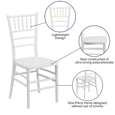 White Resin Armless Stacking Chiavari Dining Chair